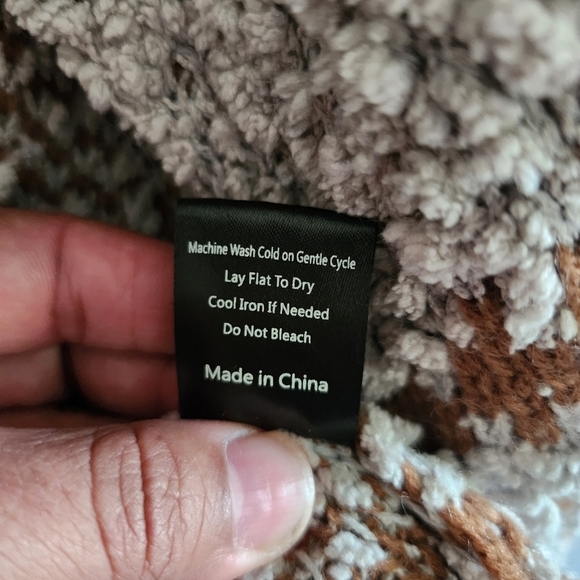 POL GRAY & BROWN WATERFALL AZTEC OPEN DRAPE COZY CARDIGAN SWEATER SIZE S - Picture 9 of 9